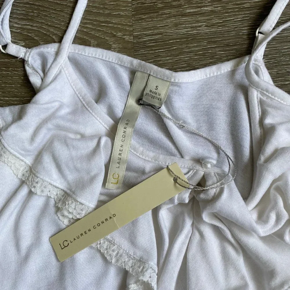 LC Lauren Conrad White Spaghetti Straps Tank Top SZ S NWT